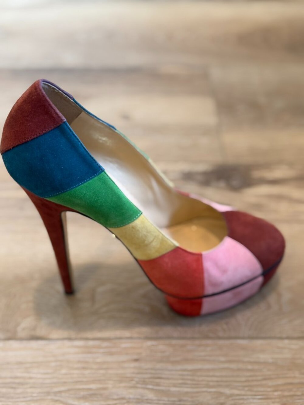 Charlotte Olympia Rainbow Suede Patchwork Pumps - Size 40 - Picture 7 of 10